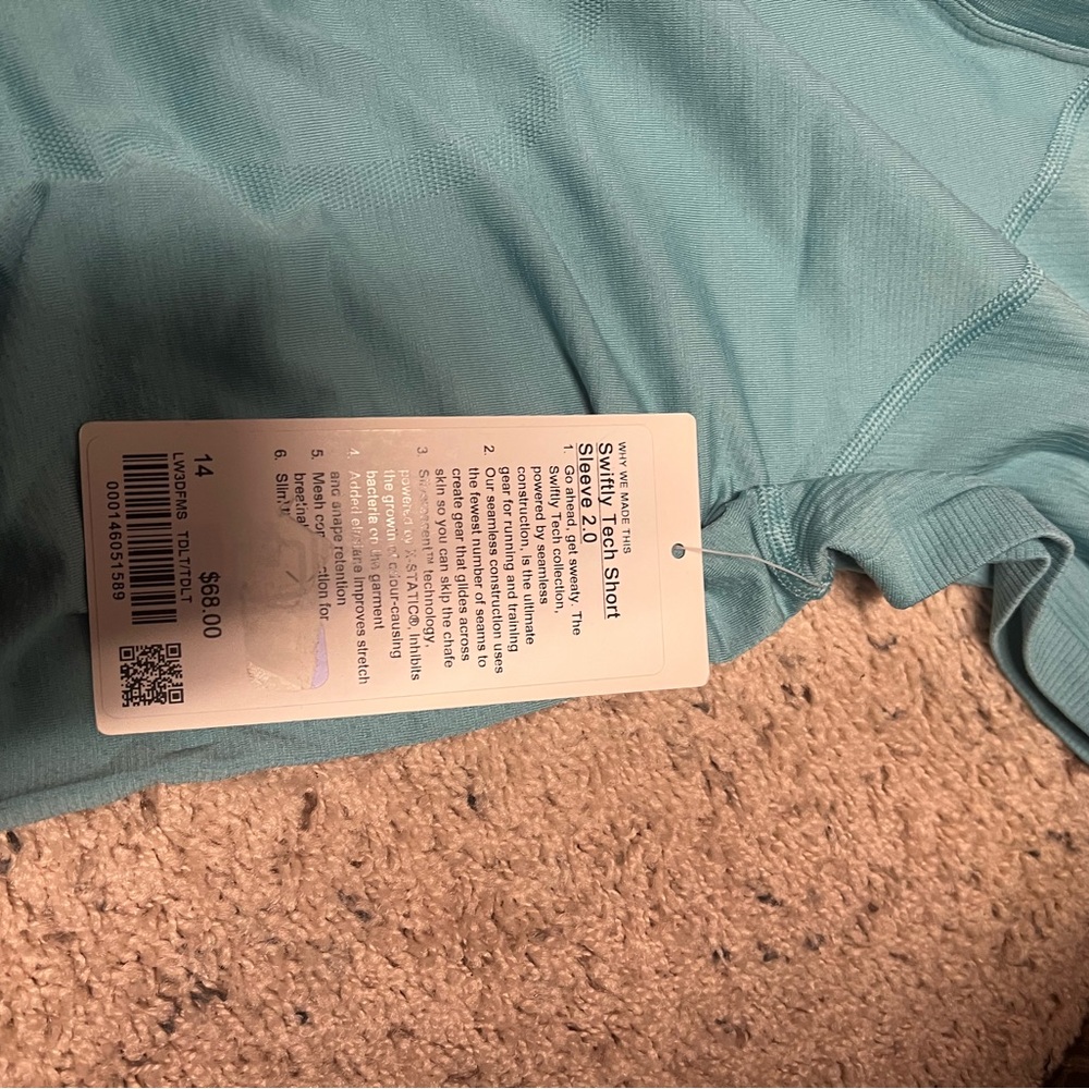 NEW Women Lululemon Swiftly Tech Short Sleeve 2.0 Tidal Teal size 14